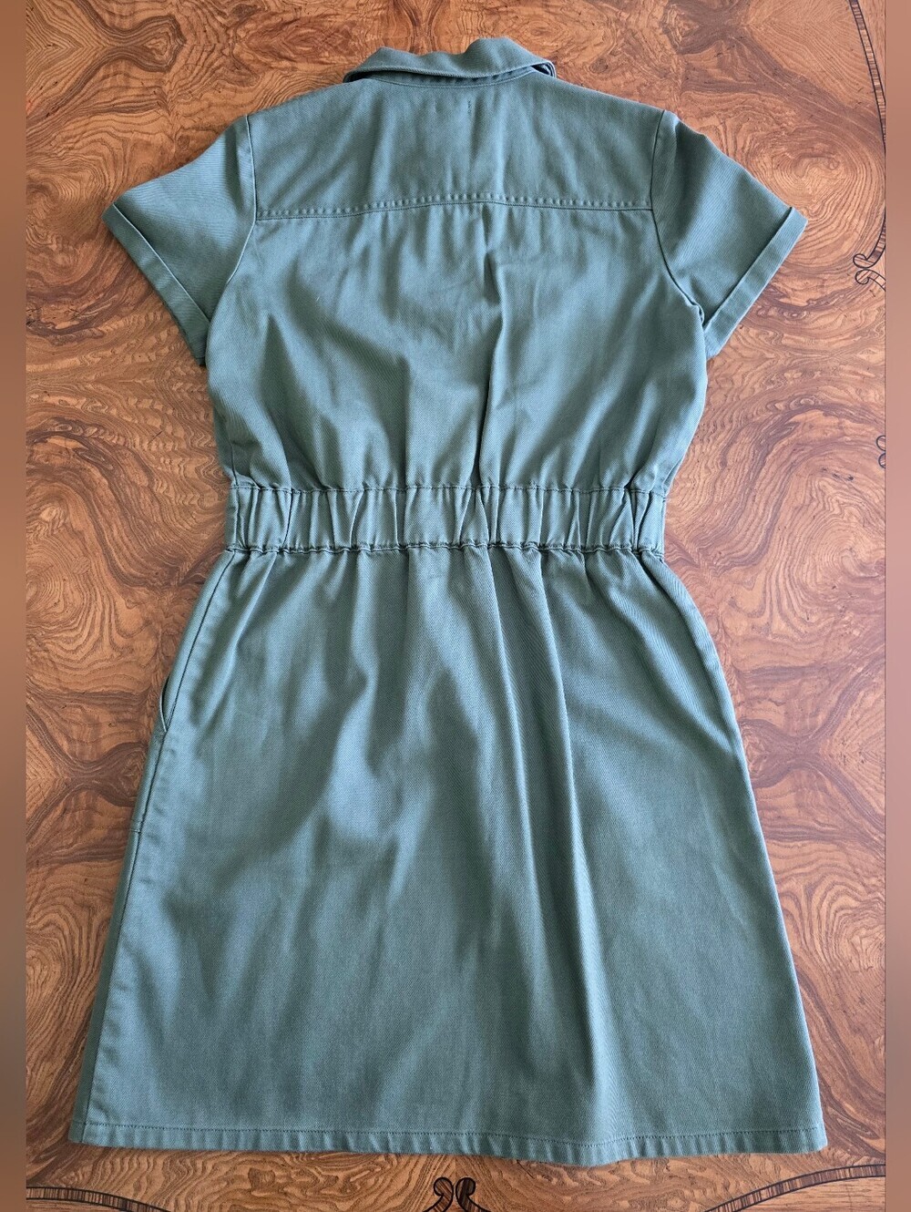 J.Crew Olive Green Utility Zip-Front Mini Dress Womens Size 4 Military Chic - Picture 2 of 10